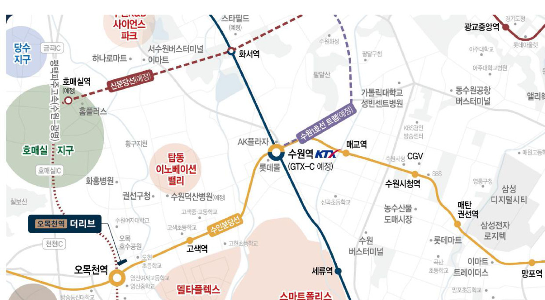 오목천역 더리브 위치 및 주변 교통 인프라 지도